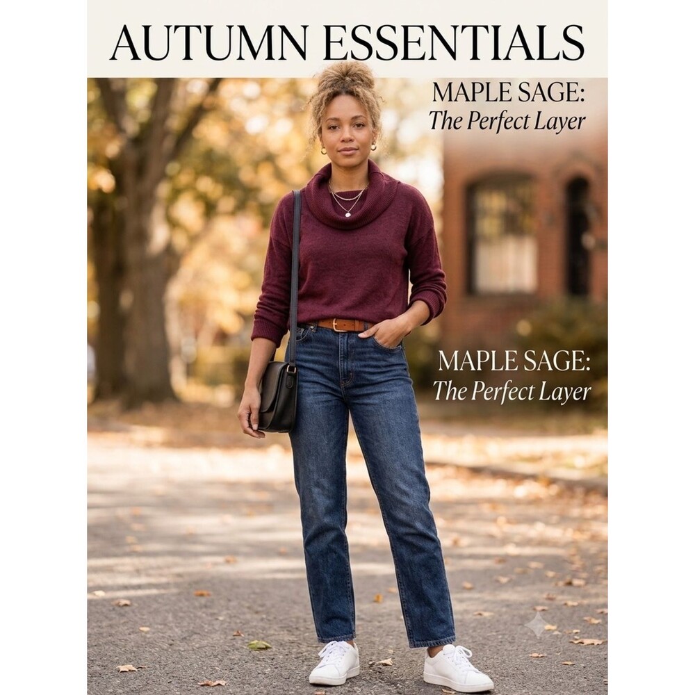 Maple sage Cowl-Neck Sweater in Rich Burgundy